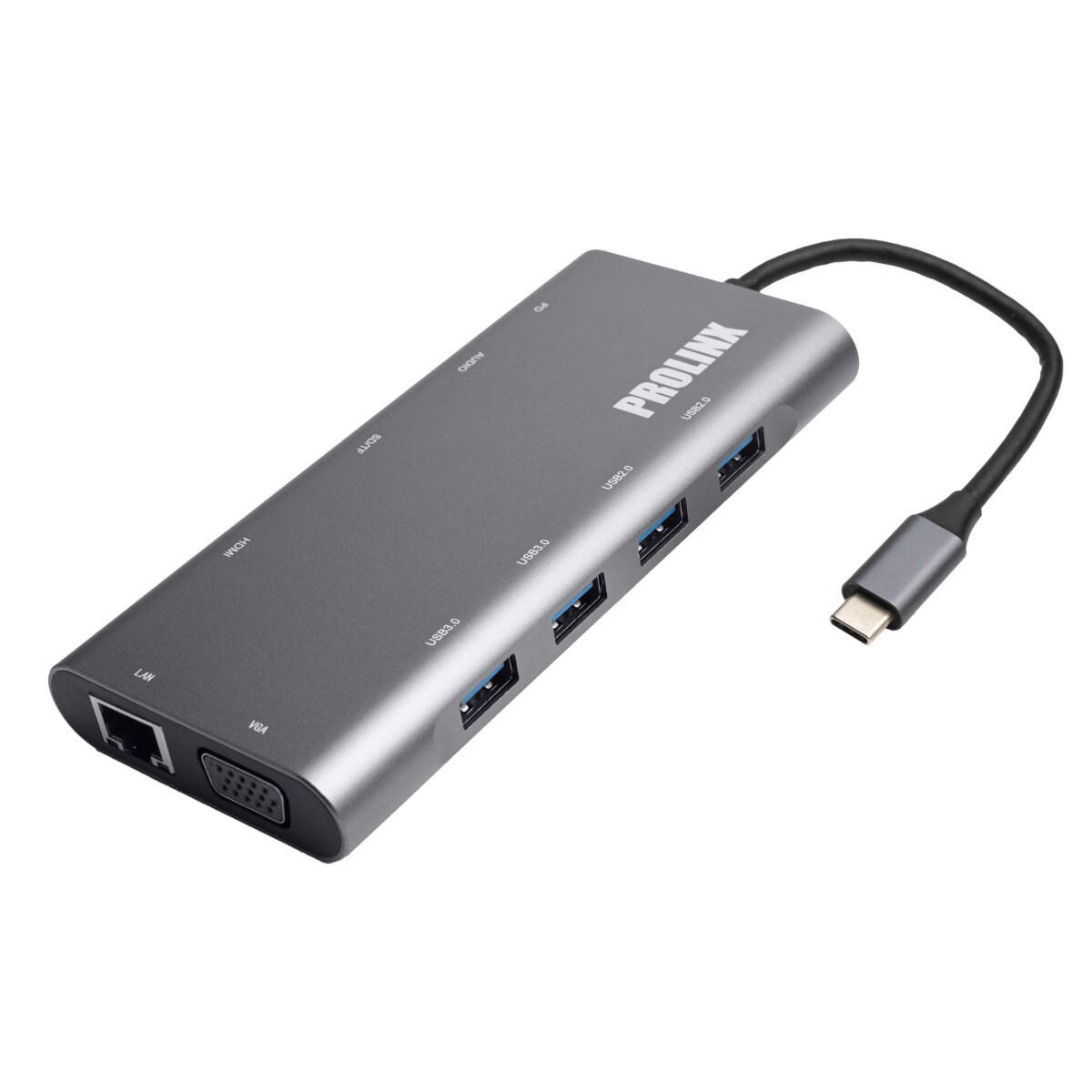 Hub Prolinx USB-C multipuerto 11 en 1 gris metálico Gris metálico-1