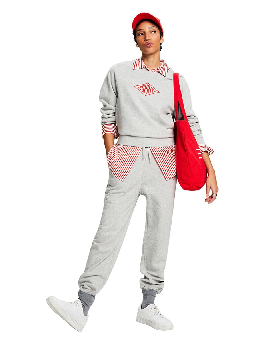 Sweatshirt Fechada com Logótipo Bordado Cinzento-4