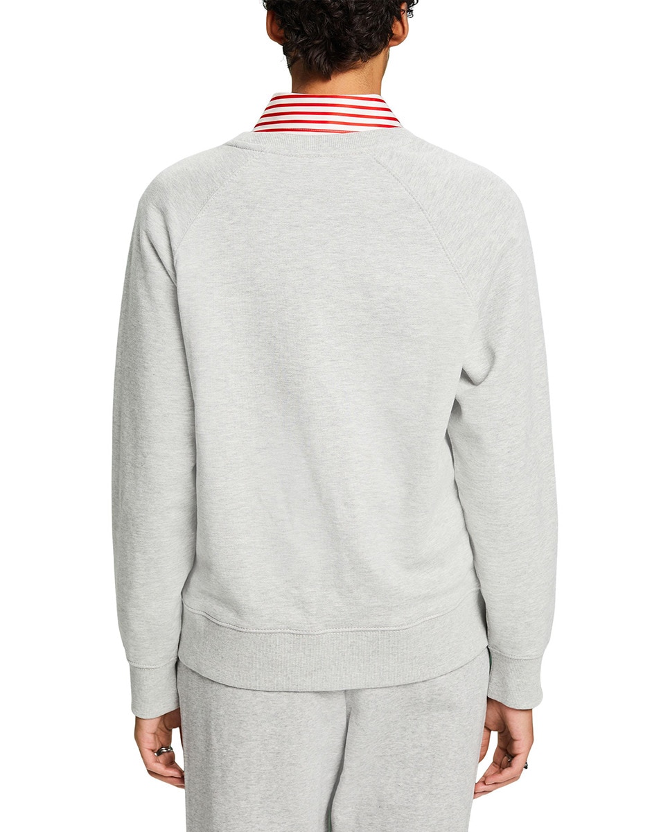 Sweatshirt Fechada com Logótipo Bordado Cinzento-2