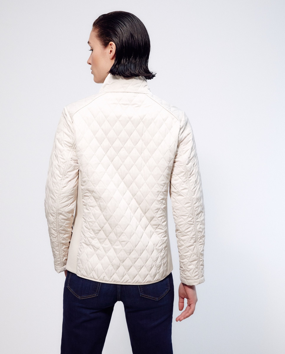Parka Acolchoada com Gola Chaminé Bege-6