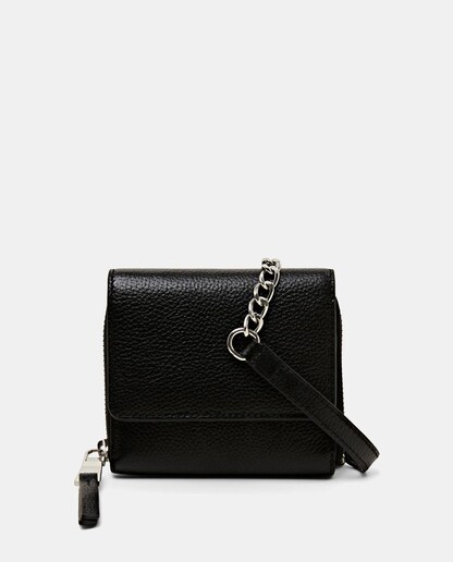 Imagen 0 de Bandolera mini de piel en plata con solapa