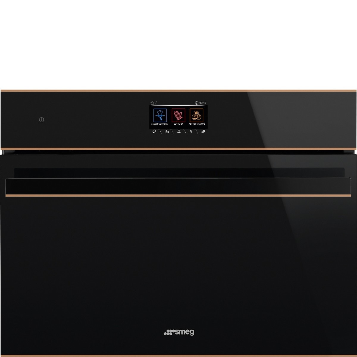 Imagem 0 de Forno Galileo Steam100 Pro Smeg Dolce Stil Novo SO4604S4PNR Combinado com Vaporeira e Sonda de 41 Litros - Preto e Perfis Cobre