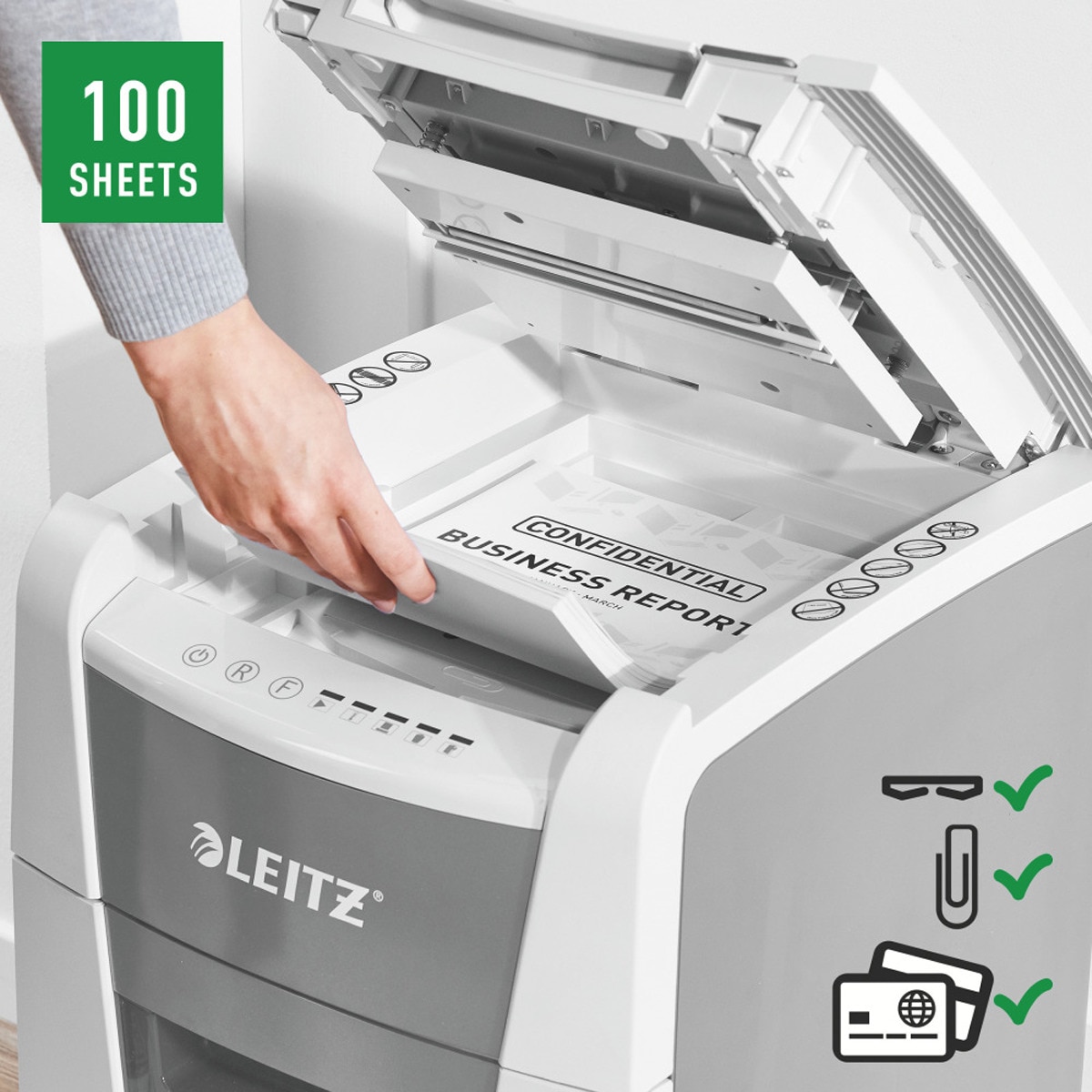 Destruidora de Papel IQ Auto+ para Escritório Pequeno 100 P4, Alimentação Automática - Branco 3