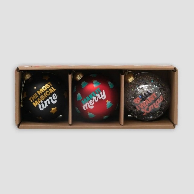 Imagem 0 de Conjunto de 3 bolas para árvore de Natal - Make it merry