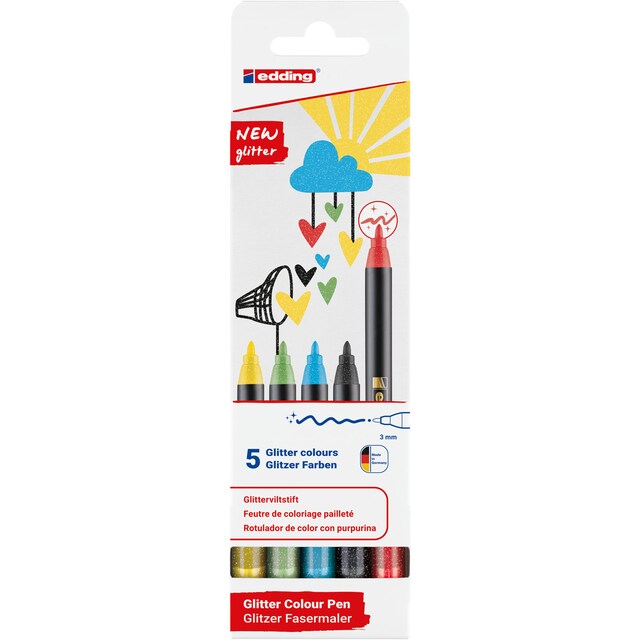 Imagen 0 de Pack con 10 rotuladores 1200 glitter Edding colores surtidos