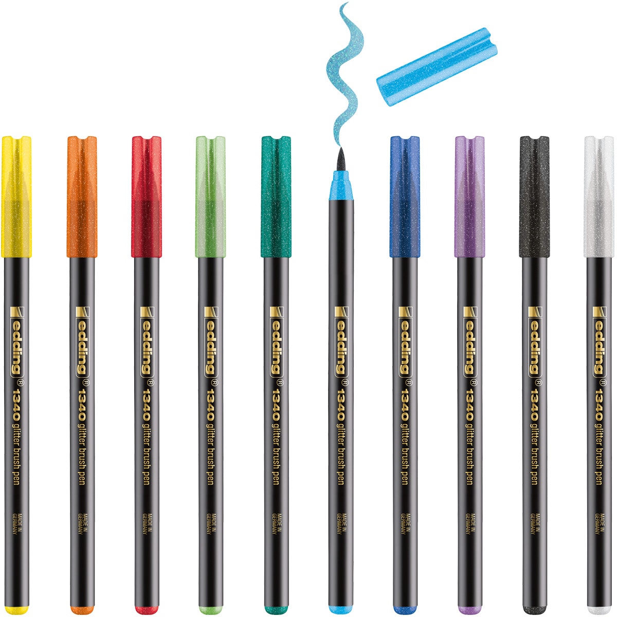 Pack con 10 rotuladores 1340 glitter punta pincel Edding colores
