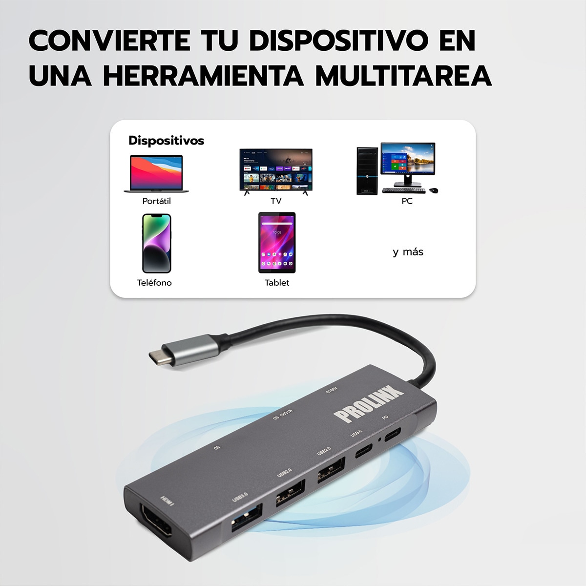 Hub Prolinx 9 en 1 USB-C Gris metálico-4