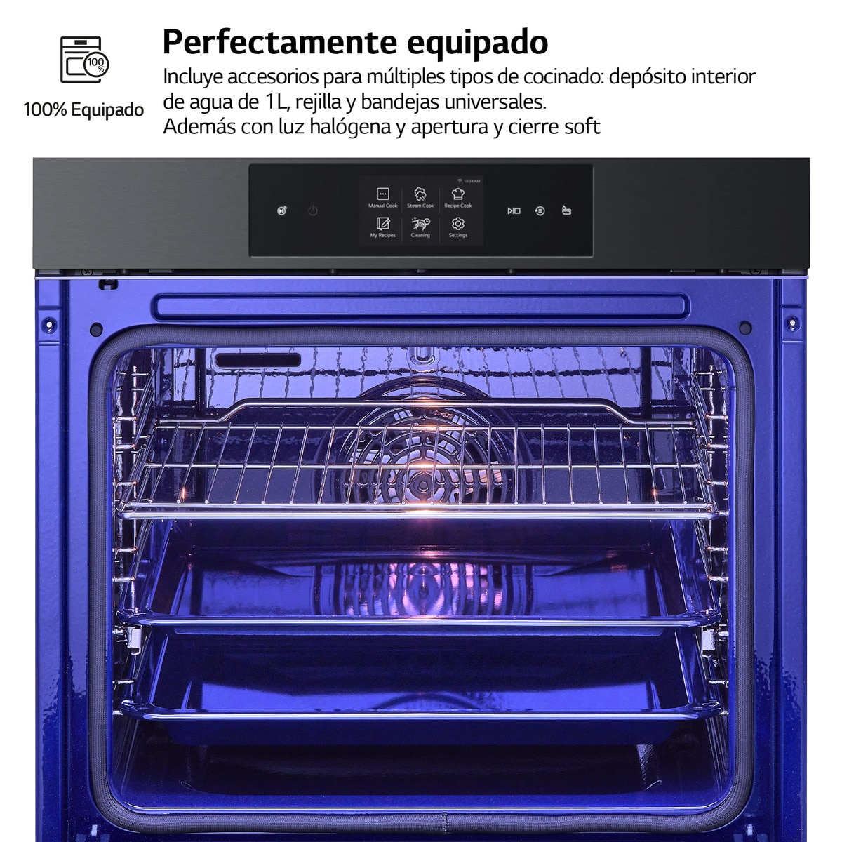Horno multifunción LG pirolítico, 76 l,  display LCD función Instaview, cocina vapor, freidora de aire - WSED7665B Negro mate-4