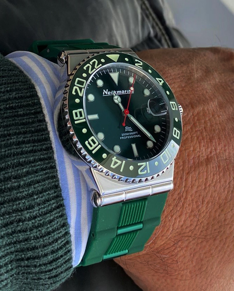 Reloj de hombre Automático NKM21132M10 de caucho verde Verde-3