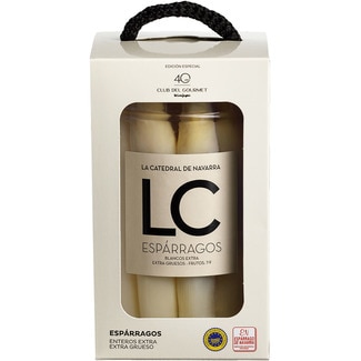 espárragos blancos extra gruesos 7-9 frutos IGP Espárrago de Navarra frasco 625 g neto escurrido - La Catedral De Navarra