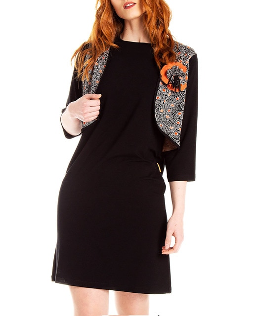 Imagen 0 de Vestido recto en jacquard con manga 3/4