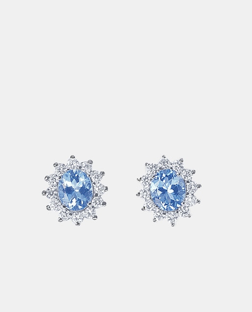 Imagen 0 de Pendientes de oro, diamante y aguamarina
