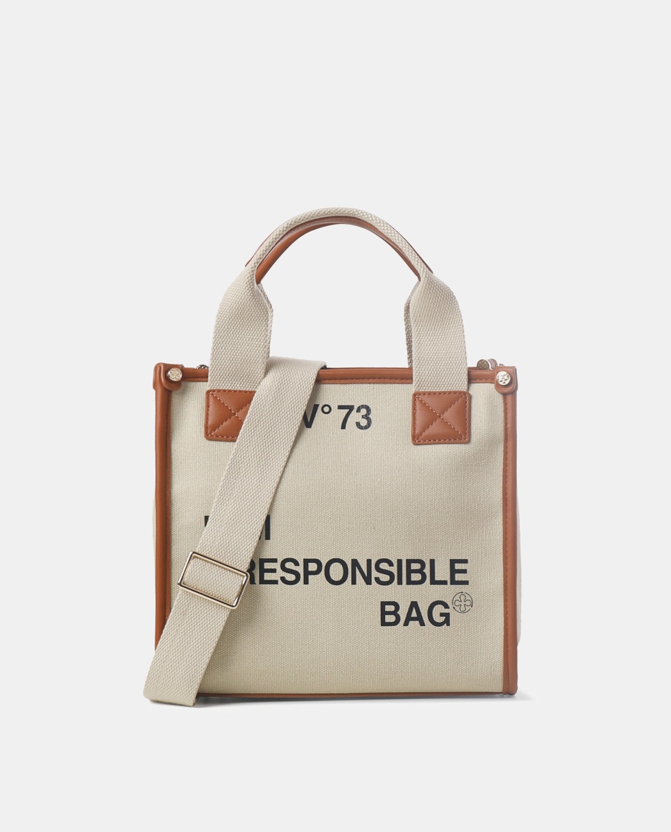 Imagem 0 de Mala Shopper Média com Estampado em Contraste e em Lona