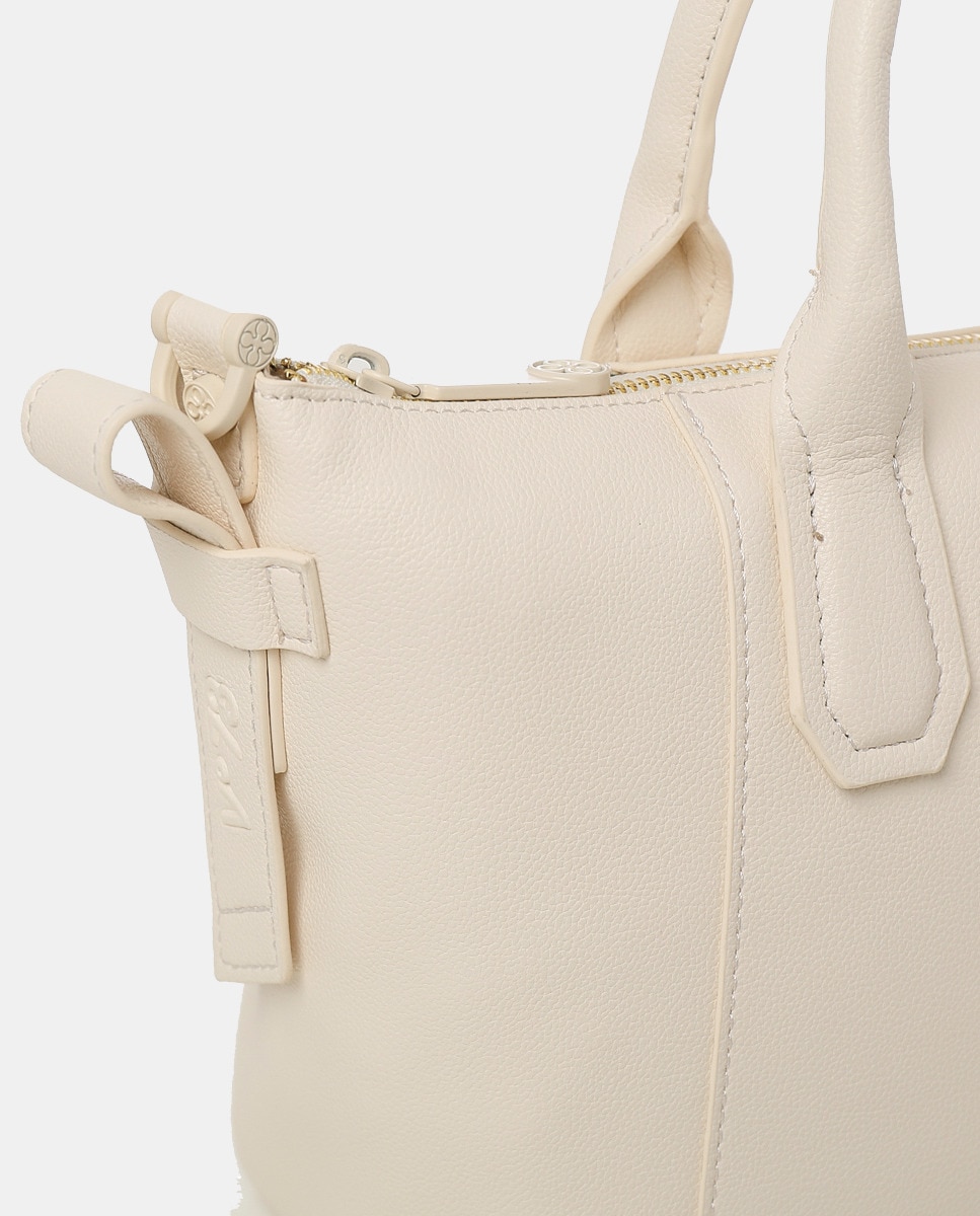 Mala Shopper Pequena com Bolso Amovível a Condizer Cru-4