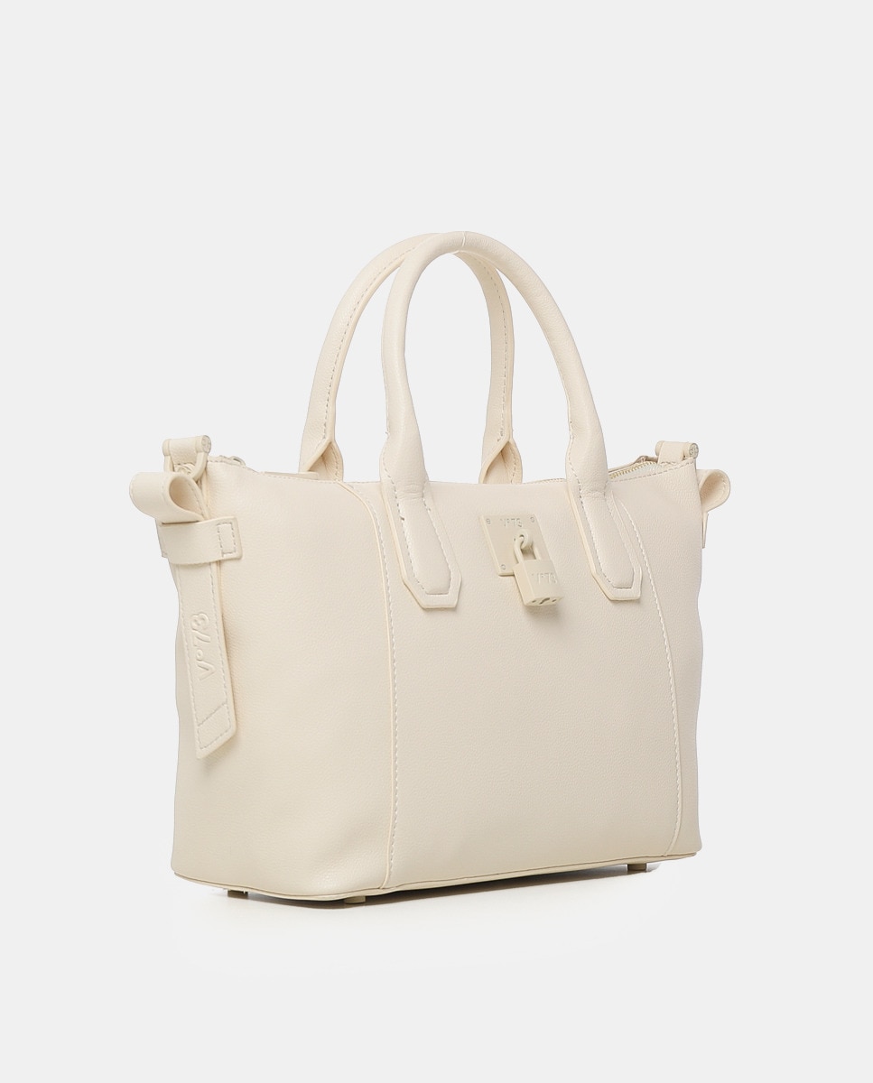 Mala Shopper Pequena com Bolso Amovível a Condizer Cru-2
