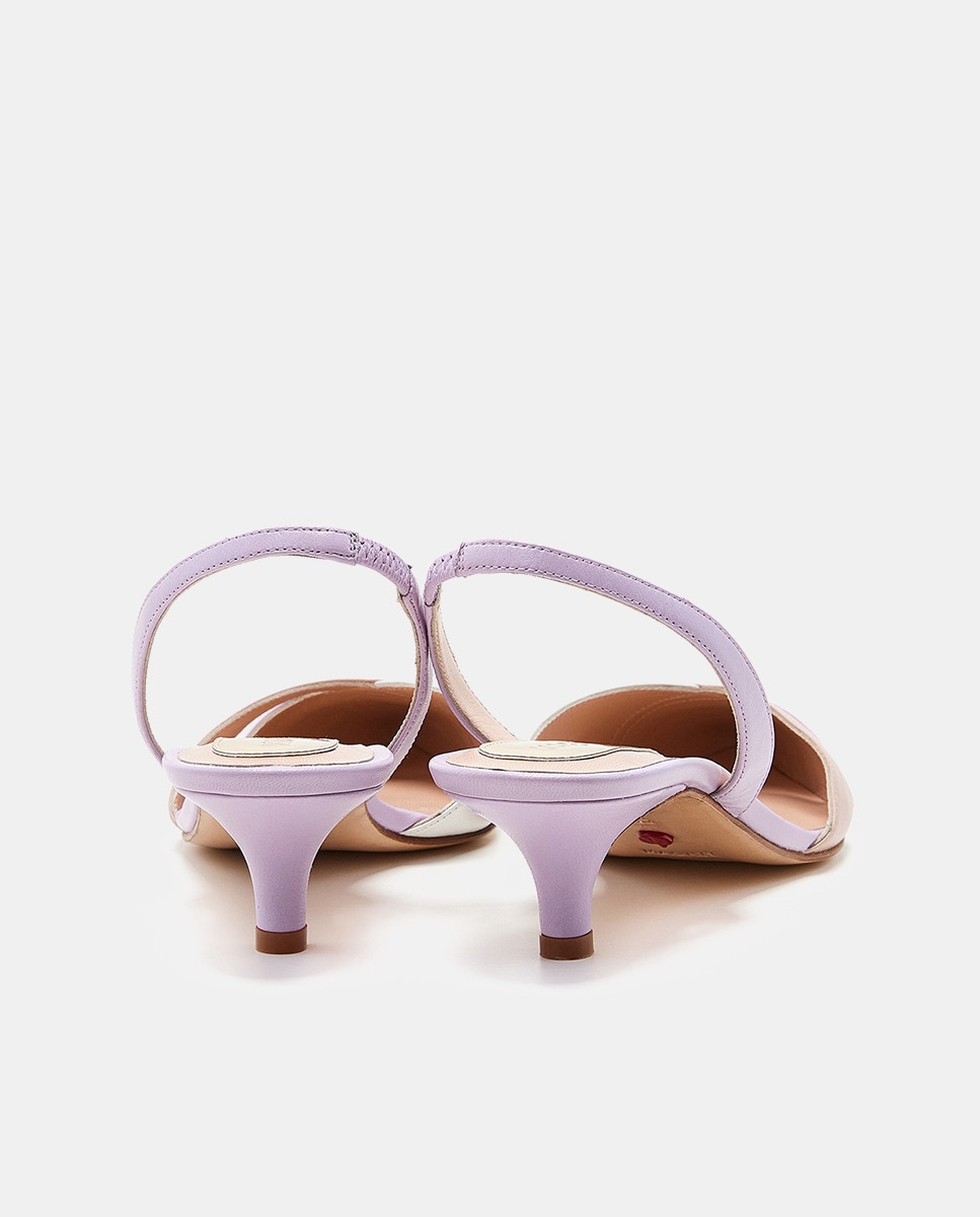 Sapatos de Salto Cloé Tipo Mules com Salto de Agulha Roxo-3