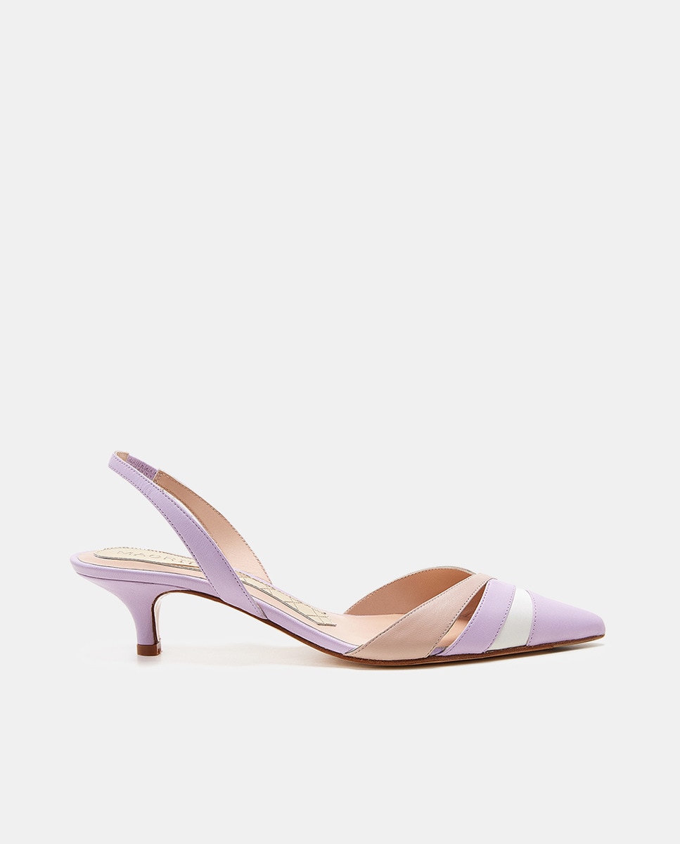 Sapatos de Salto Cloé Tipo Mules com Salto de Agulha Roxo-1