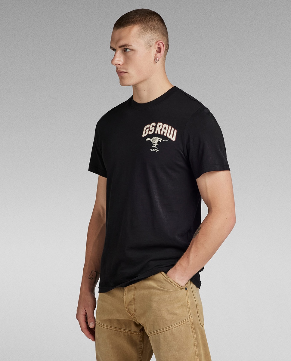 T-shirt Skeleton Dog Chest Graphic Preto-4
