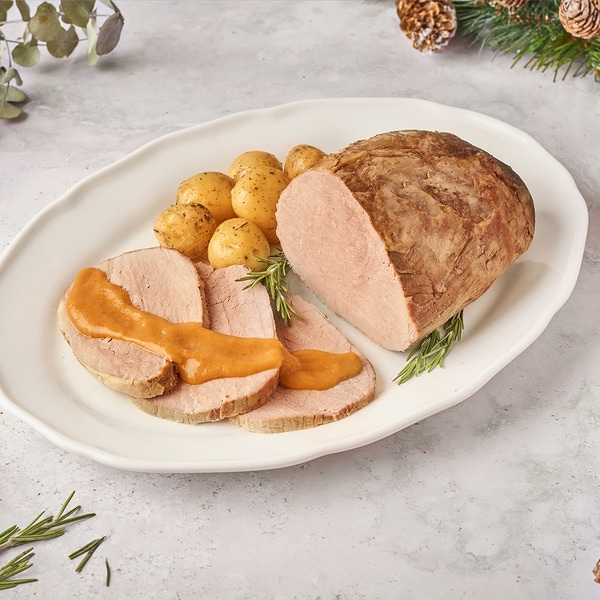 Frikandeau vom Rind im eigenen Saft mit aromatisierten Baby-Kartoffeln 6 Portionen Behälter 1,700 kg mit Honig- und Senfsauce