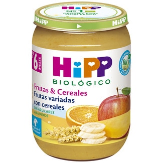 tarrito de frutas variadas con cereales ecológico sin azúcares añadidos desde 6 meses envase 190 g - Hipp Biologico