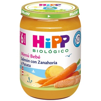 Menú Bebé tarrito de salmón con zanahoria y patata ecológico desde 6 meses envase 190 g - Hipp Biologico