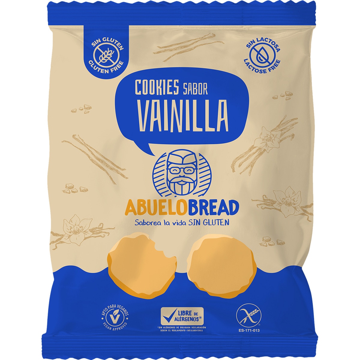 cookies sabor vainilla sin gluten y sin lactosa bolsa 150 g