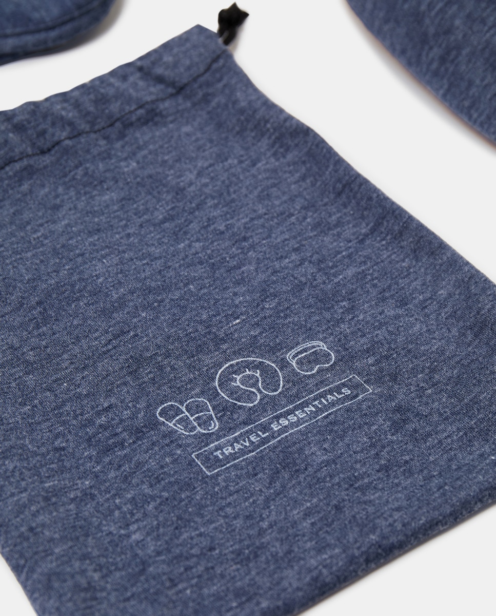 Conjunto de Viagem Comfort com Chinelos, Máscara, Almofada L Azul-2