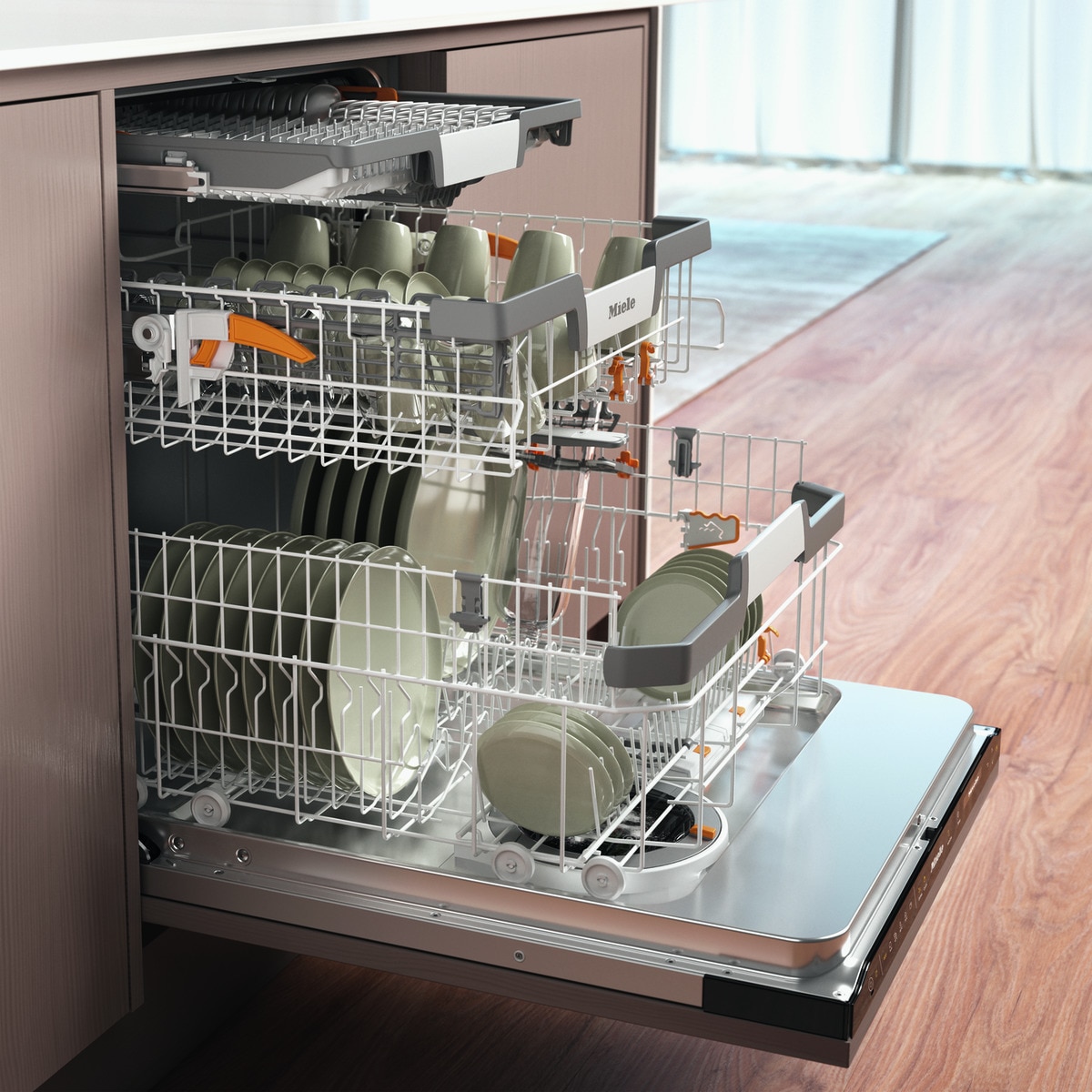 Máquina de Lavar Loiça Encastrável Miele G7650 SCVi OBSW AutoDos com PowerDisk de 14 Conjuntos e de 60 cm - Painel Preto Preto-4
