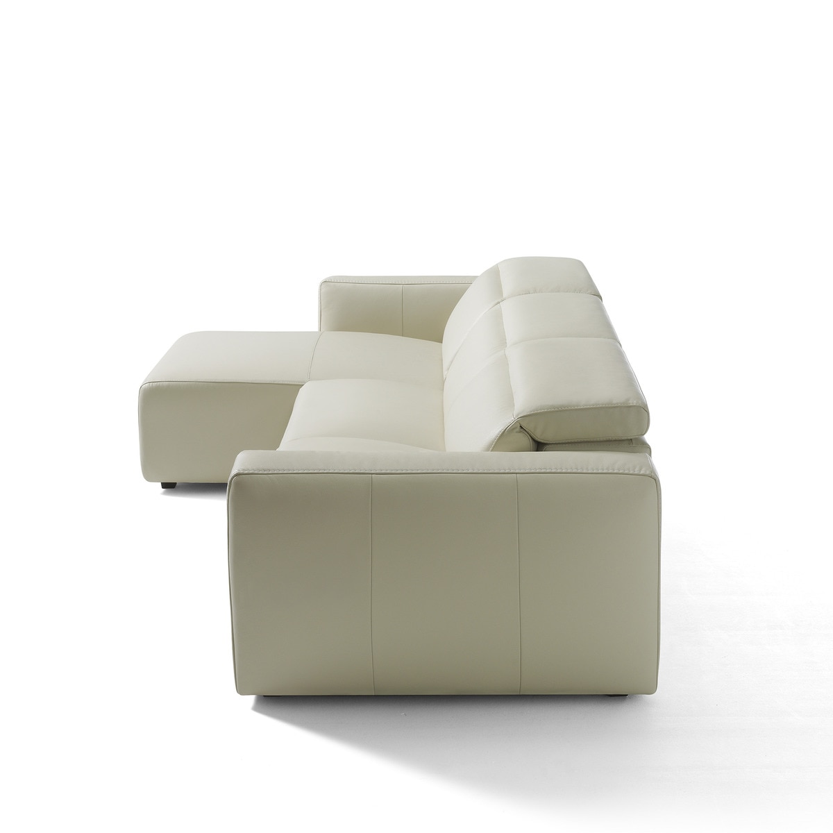 Sofá em Pele de 5 Lugares com 2 Assentos Relax Elétricos e Chaise Longue Esquerda Trento Pietra-3