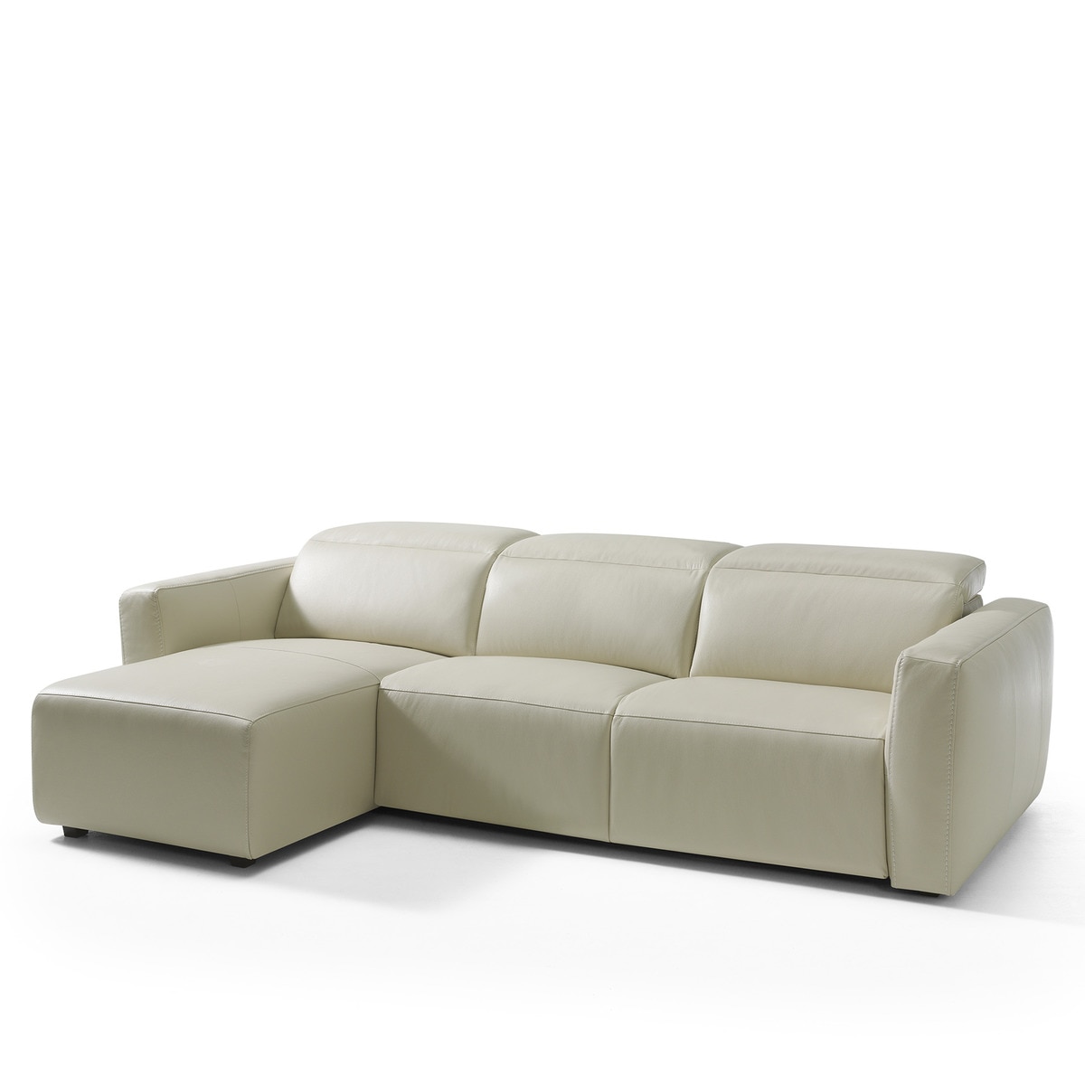 Sofá em Pele de 5 Lugares com 1 Assento Relax Elétrico e Chaise Longue Esquerda Trento Pietra-2