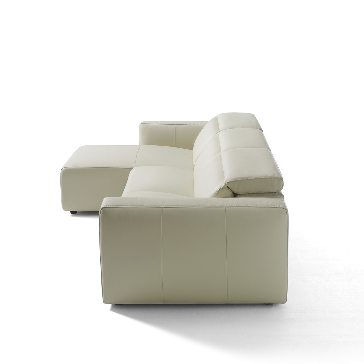 Sofá em Pele de 5 Lugares com Chaise Longue Esquerda Trento Pietra-3