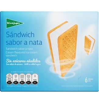 sándwich de helado sabor a nata sin azúcares añadidos 6 unidades estuche 600 ml - El Corte Ingles