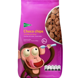 Choco Chips cereales de desayuno en conchas de maíz y arroz con cacao sin gluten bolsa 500 g - El Corte Ingles