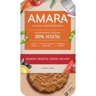 burger 100% vegetal sabor vacuno con aceite de oliva virgen extra envase 200 g - Amara