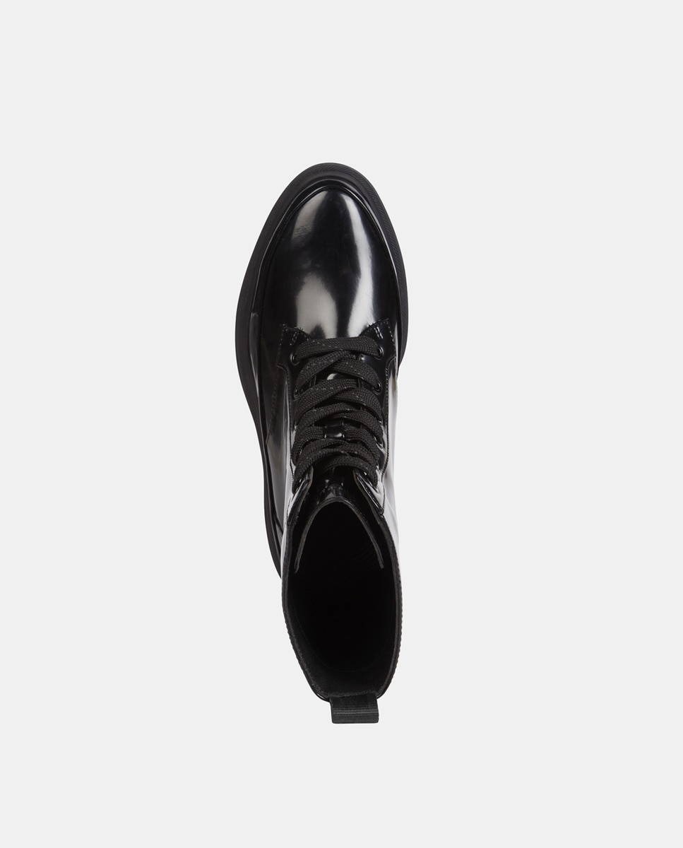 Botins Estilo Biker com Acabamento Envernizado Preto-4