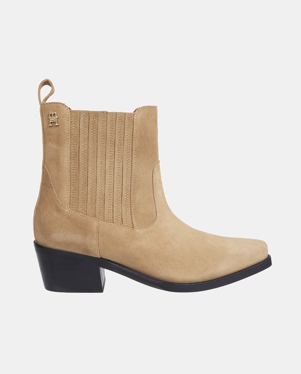 Botins Estilo Cowboy em Pele Camel-1