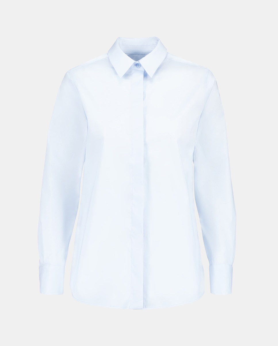 Camisa de popelina Azul-claro-4