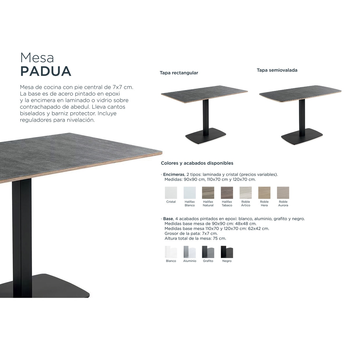 Mesa com Superfície Compacta Padua Preto/Compacto Pedra-2