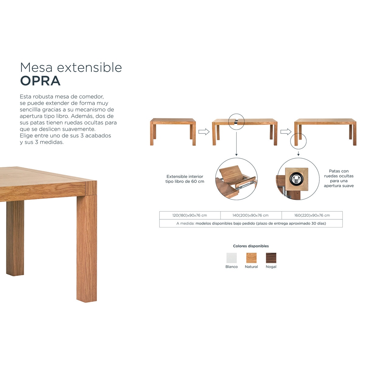 Mesa de Refeições Extensível Opra - Branco Branco-8