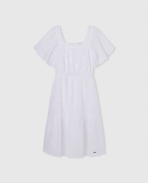 Imagen 0 de Vestido de niña con tejido bordado, 100% algodón