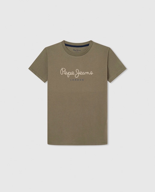 Imagen 0 de Camiseta de niño de manga corta básica con logo en verde