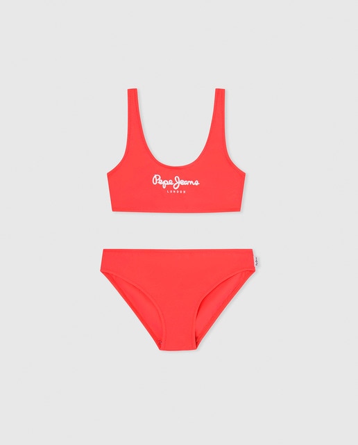 Imagen 0 de Bikini de niña monocolor con logotipo frontal