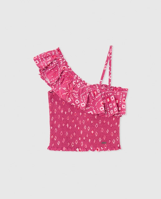 Imagen 0 de Top asimétrico de niña, estampado veraniego