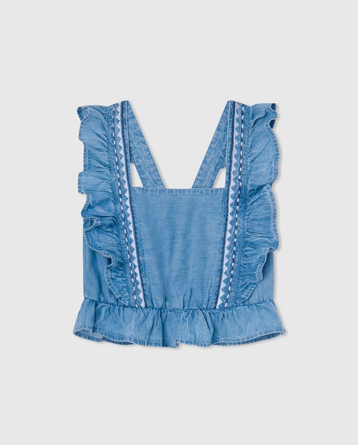 Imagen 0 de Top denim de tirantes de niña