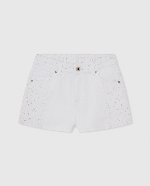 Imagen 0 de Pantalón corto 100% algodón con detalles bordados calados