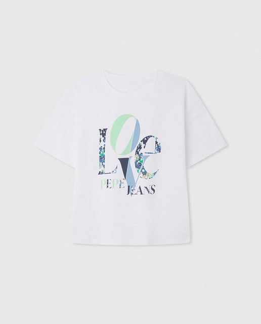 Imagen 0 de Camiseta estampada de niña, 100% algodón