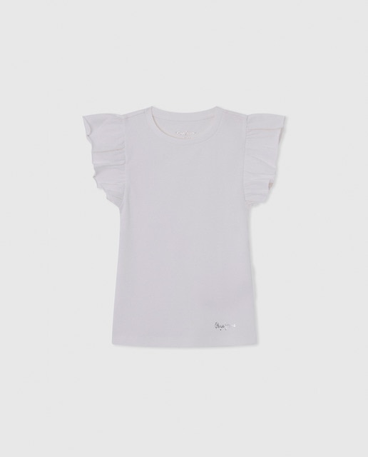 Imagen 0 de Camiseta ajustada de niña con tejido canalé