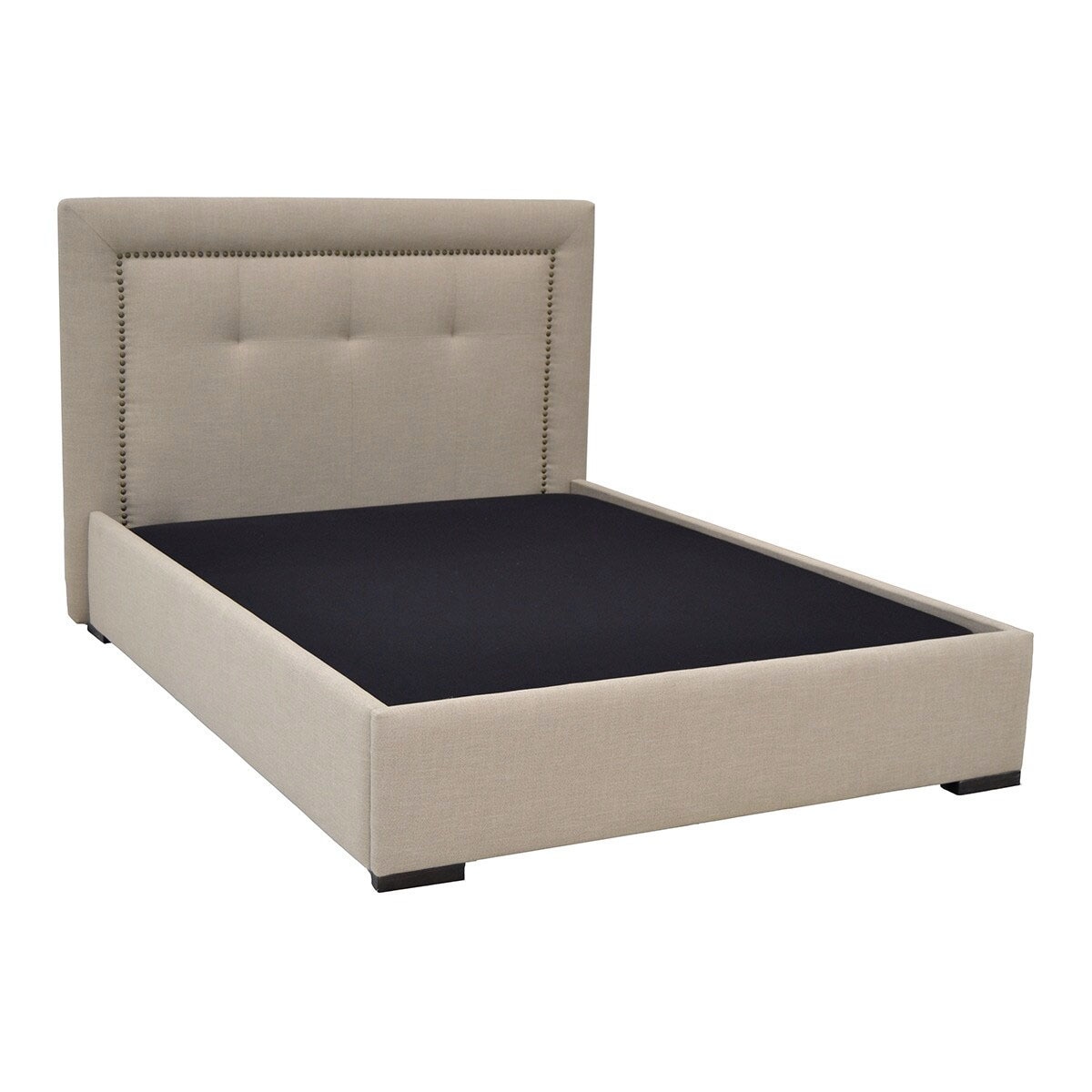Cama de Casal Estofada com Baú Rebatível Alexandria Plus Bege-1