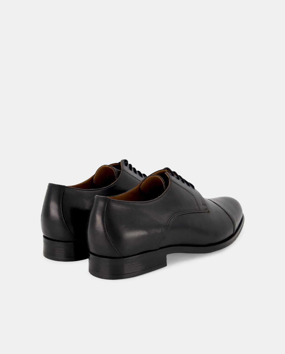 Zapato cordones de hombre puntera recta de piel con piso de goma Negro-3