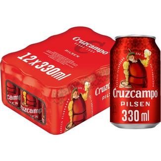 cerveza rubia tipo Pilsen pack 12 latas 33 cl - Cruzcampo